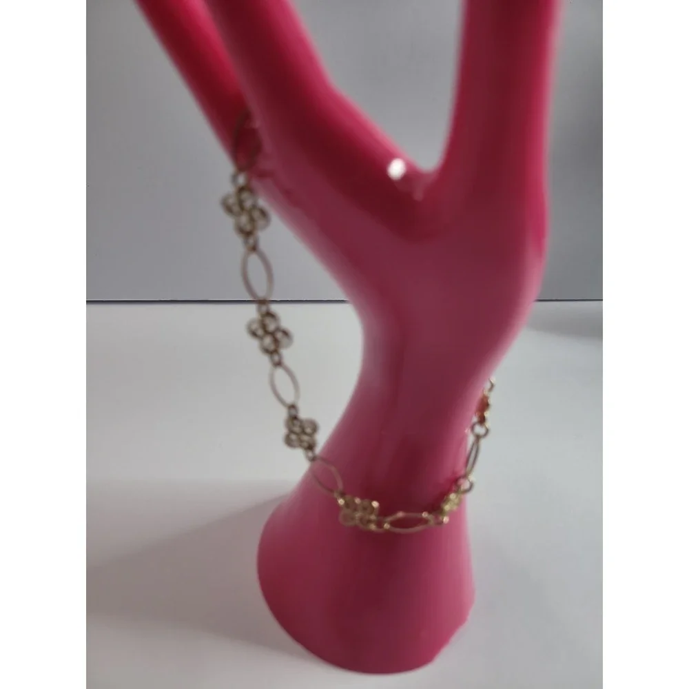 Gold-Tone Filigree Scroll Link Bracelet Anklet with Lobster Clasp
